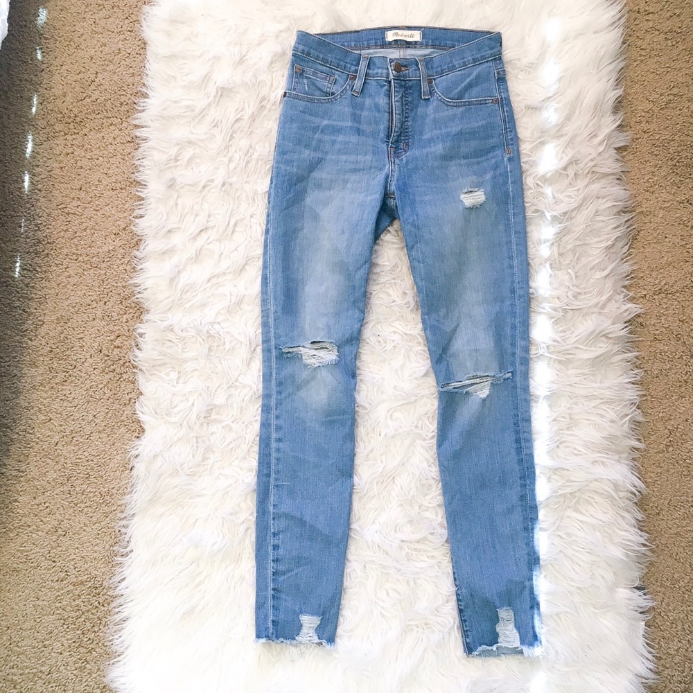 Madewell 9 Inch High Rise Distressed Skinny Jeans